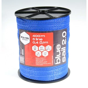 BLUE SAIL 2.0 villanypásztor szalag, 400 m, 20mm, 0,4ohm/m, 80 kg, kék
