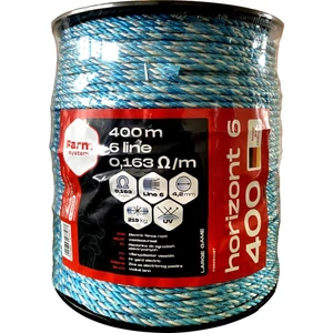 HORIZONT 6 villanypásztor vezeték, 400m, 4,2mm, 0,163ohm/m, 219 kg, kék-fehér