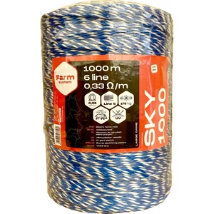 SKY 1000 villanypásztor vezeték, 1000m, 4mm, 0,33ohm/m, 175 kg, kék-fehér