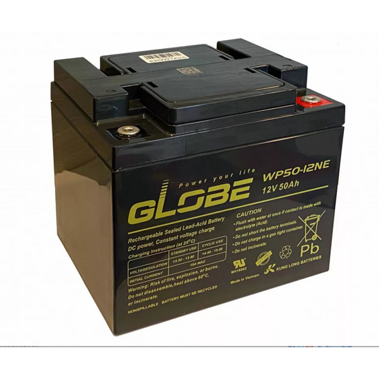 GLOBE Speciális villanypásztor akkumlátor, zselés 12V 50 AH